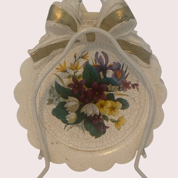 6 Piece BON JOUR Coasters Crackel Floral Design Stand Holder 6 Piece KOREN VTG - Picture 4 of 13